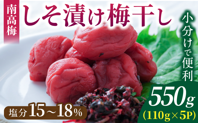 梅干し 南高梅 無添加 小分けタイプ 昔ながらのすっぱい しそ漬け梅干し 110g×5【frsn0003】