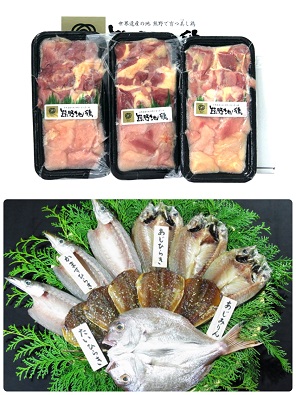 【定期便】くまの直送便「海の干物、山の地鶏セット」【ongj-tkb0001】