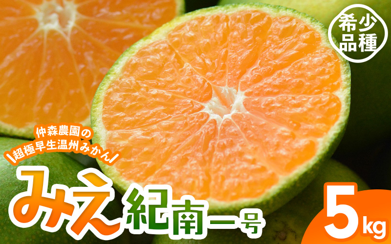 仲森農園の超極早生温州みかん みえ紀南一号 約5kg みかん ミカン 蜜柑 温州みかん 温州ミカン 柑橘 フルーツ 果物 くだもの 甘い 旬 数量限定 期間限定 産地直送 三重県 熊野市【2026年9月上旬頃～9月下旬頃に順次発送】【nkmr0012】