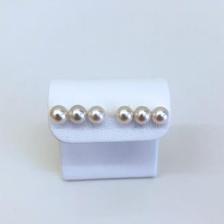 志摩産アコヤ真珠 5-6ミリ 3粒ラインピアス （K18YG） / あこや真珠 ピアス 真珠 パールピアス 伊勢志摩 アクセサリー プレゼント パール ホワイトデー クリスマス 人気