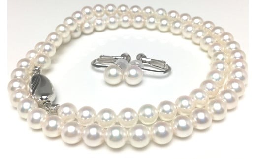 真珠 ネックレス イヤリング セット シルバー パール 5.5ミリ ～ 6ミリ アクセサリー ジュエリー 三重県 伊勢志摩 志摩市 アコヤ貝 冠婚葬祭 結婚式 葬式 フォーマル / 老舗の真珠専門店・高品質アコヤ真珠ネックレス・イヤリングセット5.5～6.0ミリ
