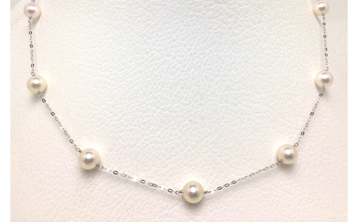 真珠 ネックレス K18 ホワイトゴールド パール 6.5ミリ ～ 7ミリ アクセサリー ジュエリー 三重県 伊勢志摩 志摩 アコヤ貝 冠婚葬祭 結婚式 母の日 誕生日 プレゼント アコヤ真珠 / 老舗の真珠専門店・アコヤ真珠ステーションネックレス6.5～7.0ミリ( K18WG )
