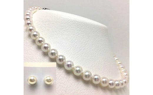 【大珠】 アコヤ真珠 8 ～ 8.5mm ネックレス ピアス セット Pt900 プラチナ 真珠 アクセサリー パール 母の日 入学式 卒業式 結婚式 冠婚葬祭 誕生石 フォーマル ジュエリー / 老舗の真珠専門店・高品質アコヤ真珠ネックレスセット 8.0～8.5ミリ (ピアスセット)