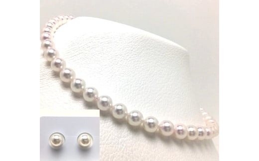 真珠 ネックレス ピアス セット パール 7.5ミリ ～ 8ミリ 三重県 伊勢志摩 志摩 アクセサリー ギフト プレゼント お祝い 母の日 入学式 卒業式 結婚式 冠婚葬祭 成人祝い 結婚祝い / 老舗の 真珠 専門店・ 高品質 アコヤ真珠 ネックレス セット 7.5～8.0ミリ （ ピアス セット ）
