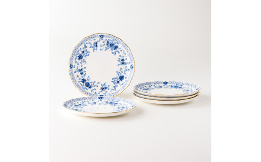 ケーキ 皿 19ｃｍ ５枚 セット プレート NARUMI 食器 三重 志摩 伊勢志摩 デザート スイーツ 白 青 ホワイト ブルー 三重ナルミ ナルミ ボーンチャイナ ギフト プレゼント 包装 贈答用 贈答品