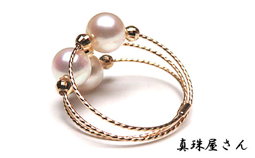 真珠屋さん 誰もが可愛く！アコヤ真珠 リング【フリーサイズ】（K18PG） / 18金 アクセサリー ジュエリー 真珠 指輪 三重 伊勢 志摩 パール 本真珠 あこや しんじゅ アコヤ貝 保証書 ポーチ ギフト 贈り物 贈答 贈答用 プレゼント 普段使い 人気 冠婚葬祭 結婚式 誕生日 記念日 慶事