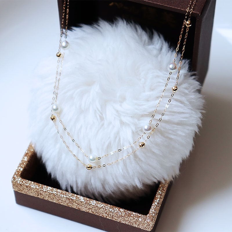 真珠 ネックレス K18 パール 4ミリ ～ 4.5ミリ アクセサリー 2連 三重県 伊勢志摩 志摩市 冠婚葬祭 結婚式 慶事 母の日 入学式  誕生日 記念日 プレゼント ギフト アコヤ真珠 ベビーパール / 志摩産アコヤ真珠 4-4.5ミリ 2連 ベビーパールネックレス