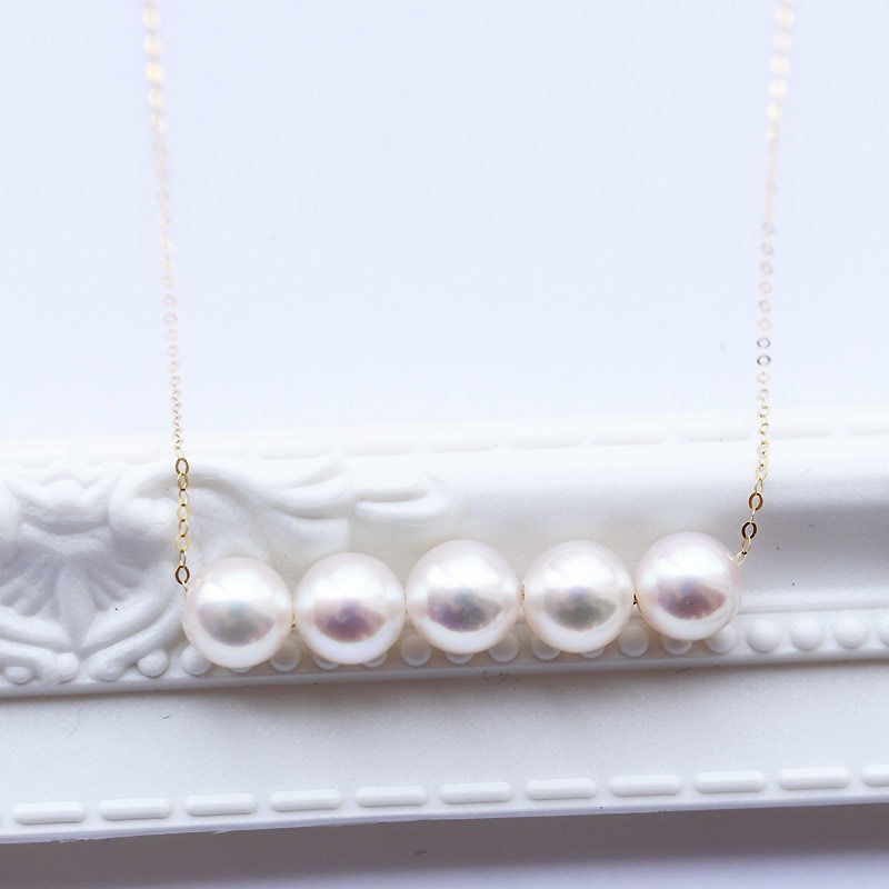 真珠 6～7mm ネックレス アクセサリー パール K18 伊勢志摩 志摩 ギフト アコヤ真珠 母の日 ホワイトデー クリスマス 入学式 卒業式 成人式 結婚式 ベビーパール / 志摩産 あこや真珠 6.0-7.0ｍｍ ５粒 K18 パールネックレス