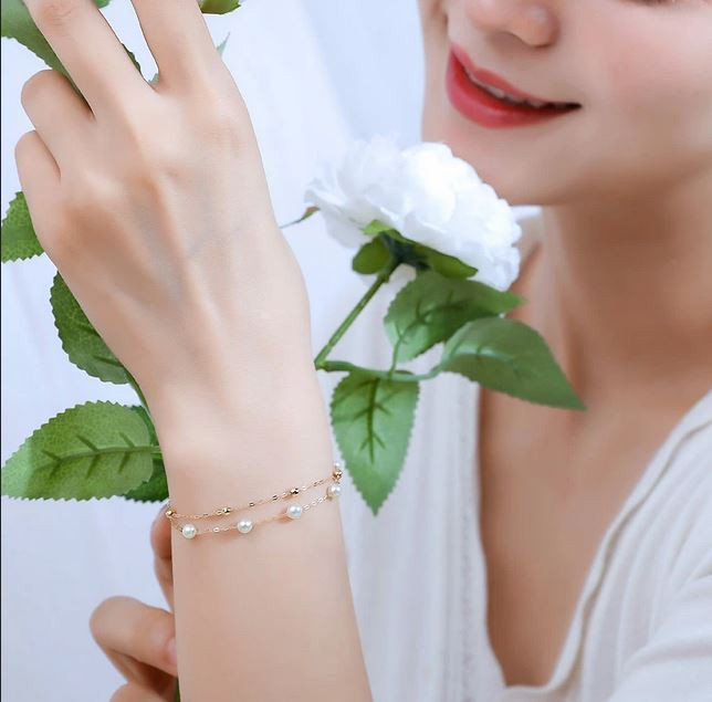 真珠 ブレスレット K18 パール 4ミリ ～ 5ミリ アクセサリー ジュエリー ゴールド 三重県 伊勢志摩 志摩市 冠婚葬祭 結婚式 入学式  母の日 誕生日 記念日 プレゼント アコヤ真珠 本真珠 / 志摩産 アコヤ真珠 希少な無調色ベビーパール4-5ミリ 2連 ブレスレット（17cm）