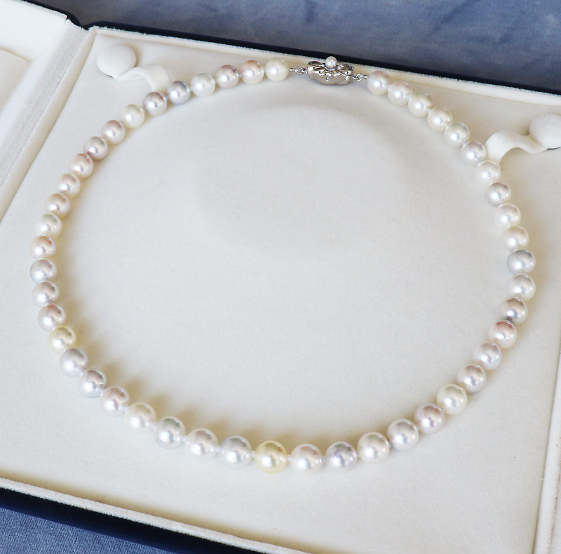 真珠 ネックレス 8~9ミリ 無調色マルチカラー / あこや 本真珠 大珠 大粒 伊勢志摩 志摩 志摩産 アクセサリー ギフト パール 母の日 ホワイトデー クリスマス 入学式 卒業式 成人式 結婚式 記念日 誕生日 フォーマル シンプル / 志摩産 あこや真珠 8-9ミリ 無調色マルチカラー ネックレス