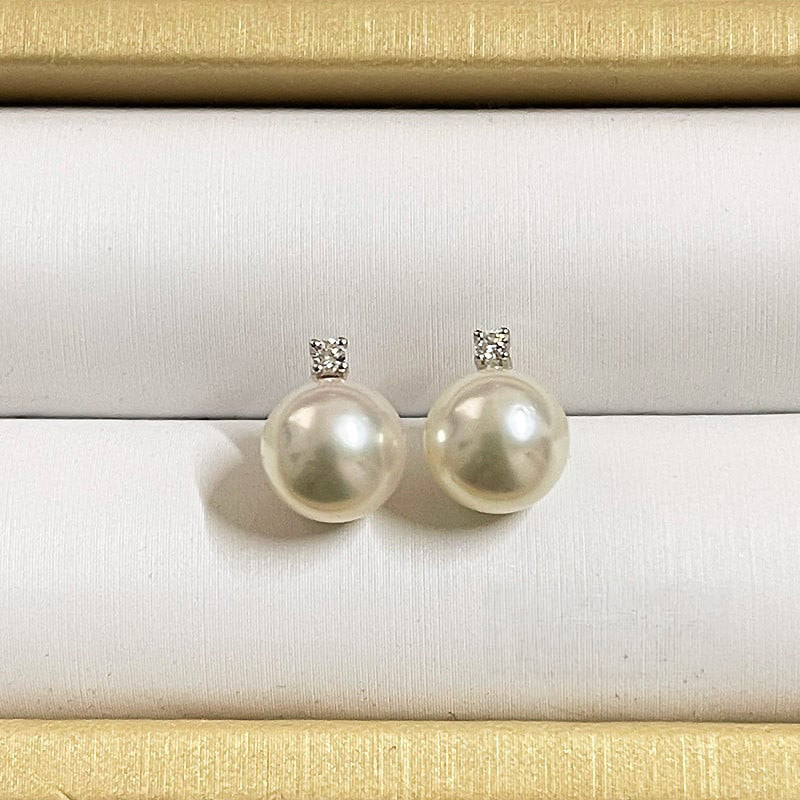 真珠 アクセサリー ピアス パール ジュエリー ダイヤモンド ダイヤ 18金 ホワイトゴールド 8mm 三重県 伊勢志摩 志摩 志摩市 本真珠 プレゼント 人気 冠婚葬祭 結婚式 誕生日 記念日 慶事 / 志摩産 アコヤ真珠 【大珠8ミリ 高品質】 ピアス ( K18WG )