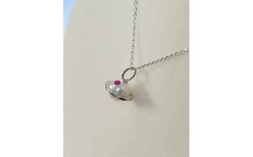 【090-17】アコヤ真珠7.5㎜土星ペンダント*