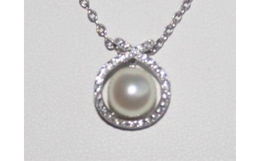 【035-17】真珠の里　アコヤ真珠付き　キラキラペンダント*