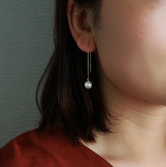 真珠 アクセサリー パール ピアス K18 ジュエリー 三重県 伊勢志摩 志摩 志摩市 プレゼント 人気 おしゃれ アコヤ真珠 冠婚葬祭 結婚式 / 志摩産 アコヤ真珠 7.5-8ミリ ベネチアンアメリカンピアス