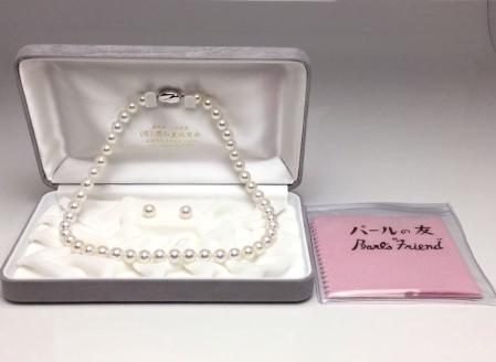 老舗の真珠専門店・高品質アコヤ真珠ネックレスセット8.0～8.5ミリ（イヤリングセット） / あこや 真珠 伊勢志摩 ギフト パール 母の日 結婚 記念 入学式 卒業式 冠婚葬祭 〔600-08〕