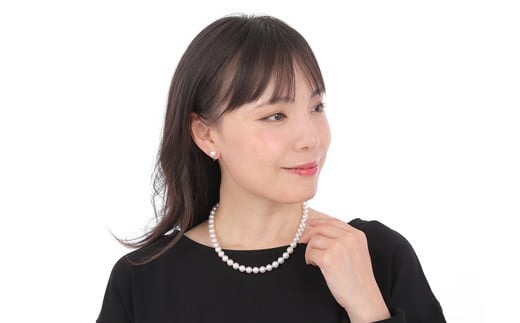 真珠 ネックレス ピアス セット Pt900 パール 8ミリ ～ 8.5ミリ アクセサリー ジュエリー 三重県 伊勢志摩 志摩 あこや アコヤ貝 冠婚葬祭 結婚式 葬式 フォーマル / 老舗の真珠専門店・無調色花珠鑑別書付きアコヤ真珠 ネックレス・ピアスセット8.0～8.5ミリ