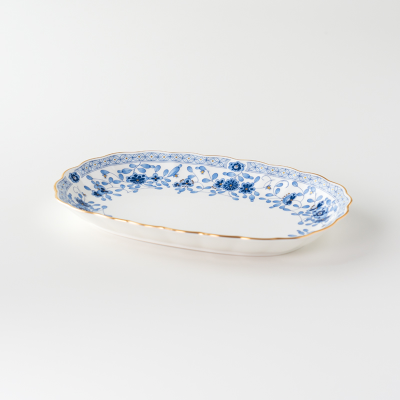 ≪NARUMI≫【ミラノ】サンドイッチトレイ* 三重 志摩 伊勢志摩 食器 皿 プレート トレイ サンドイッチ 白 青 ホワイト ブルー NARUMI 三重ナルミ ナルミ ミラノ ボーンチャイナ 【030-78】