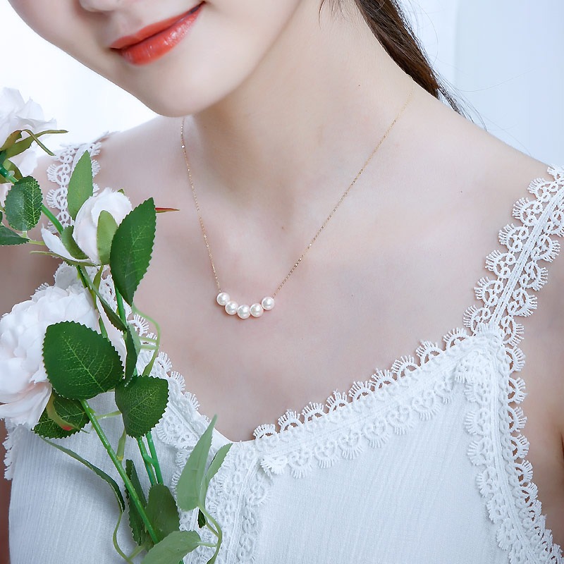 真珠 6～7mm ネックレス アクセサリー パール K18 伊勢志摩 志摩 ギフト アコヤ真珠 母の日 ホワイトデー クリスマス 入学式 卒業式 成人式 結婚式 ベビーパール / 志摩産 あこや真珠 6.0-7.0ｍｍ ５粒 K18 パールネックレス