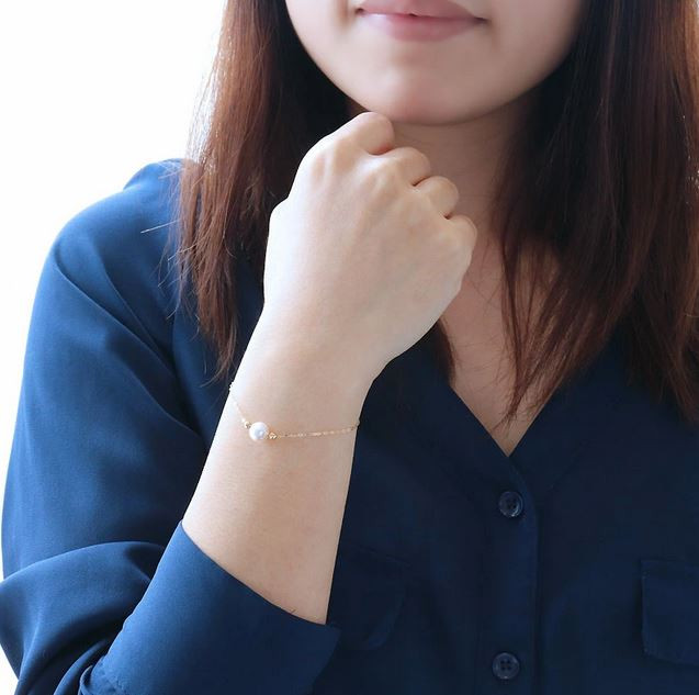 真珠 アクセサリー ブレスレット パール K18 ゴールド ジュエリー 人気 三重県 伊勢志摩 伊勢 志摩 志摩市 冠婚葬祭 結婚式 カジュアル プレゼント バレンタイン ホワイトデー おしゃれ / 志摩産 アコヤ真珠 1粒 真珠 ブレスレット シンプル 大人 スタイル