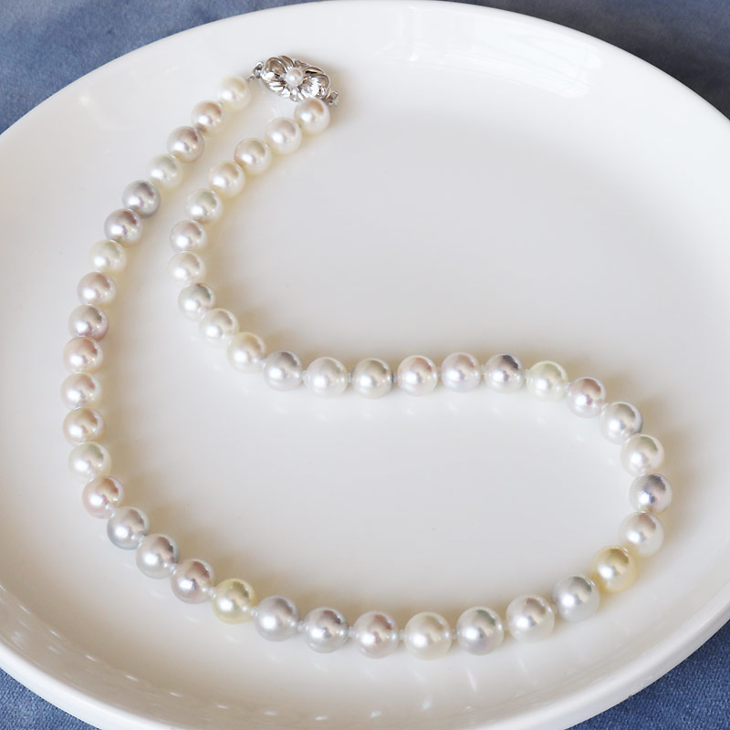 真珠 ネックレス 8~9ミリ 無調色マルチカラー / あこや 本真珠 大珠 大粒 伊勢志摩 志摩 志摩産 アクセサリー ギフト パール 母の日 ホワイトデー クリスマス 入学式 卒業式 成人式 結婚式 記念日 誕生日 フォーマル シンプル / 志摩産 あこや真珠 8-9ミリ 無調色マルチカラー ネックレス