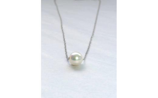 【090-10】上質アコヤ真珠8.5ミリ Pt一粒パールネックレス*