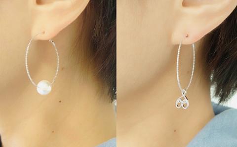 akoya フープピアス （K18WG） / 8.5～9.0ミリ 真珠 アコヤ パール ピアス 18金 アクセサリー ギフト ホワイトデー クリスマス 伊勢志摩 志摩 〔100-39〕