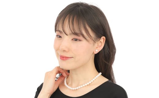 真珠 ネックレス ピアス セット Pt900 パール 7.5ミリ ～ 8ミリ アクセサリー ホワイトゴールド ジュエリー 伊勢志摩 志摩市 三重県 パール あこや アコヤ貝 冠婚葬祭 結婚式 葬式 フォーマル / 老舗の真珠専門店・無調色花珠鑑別書付きアコヤ真珠ネックレス ・ピアス セット7.5～8.0ミリ