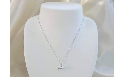 【090-17】アコヤ真珠7.5㎜土星ペンダント*