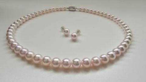 【500-06】ファーストパールに贈る、パウダーピンクのネックレスセット