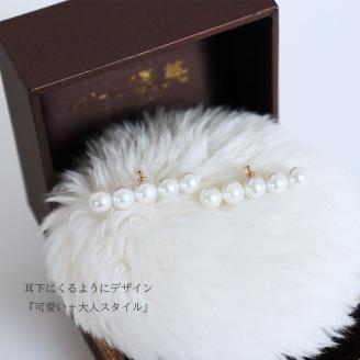 志摩産アコヤ真珠　5-6ミリ　ホワイトピンク　５粒タイプ　数粒ラインピアス / 真珠 アクセサリー ピアス パール 5ミリ 5mm 6ミリ 6mm 三重県 伊勢志摩 志摩 志摩市 伊勢 鳥羽 冠婚葬祭 慶事 結婚式 入学式 卒業式 プレゼント 人気 クリスマス バレンタイン ホワイトデー カジュアル レディース シンプル 無調色 パール優美