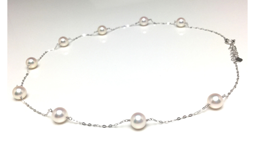 真珠 ネックレス K18 ホワイトゴールド パール 6.5ミリ ～ 7ミリ アクセサリー ジュエリー 三重県 伊勢志摩 志摩 アコヤ貝 冠婚葬祭 結婚式 母の日 誕生日 プレゼント アコヤ真珠 / 老舗の真珠専門店・アコヤ真珠ステーションネックレス6.5～7.0ミリ( K18WG )