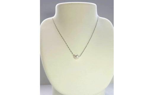 【090-10】上質アコヤ真珠8.5ミリ Pt一粒パールネックレス*