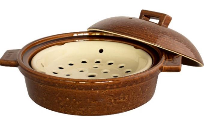 伊賀焼 IHビストロ蒸し鍋 アメ 大（2～4人用)