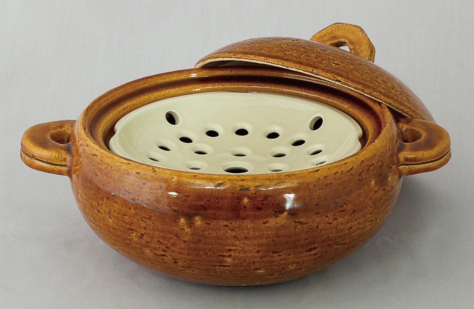 伊賀焼 IH対応ヘルシー蒸し鍋「鈴」キャラメル（2～4人用） 【公式限定】