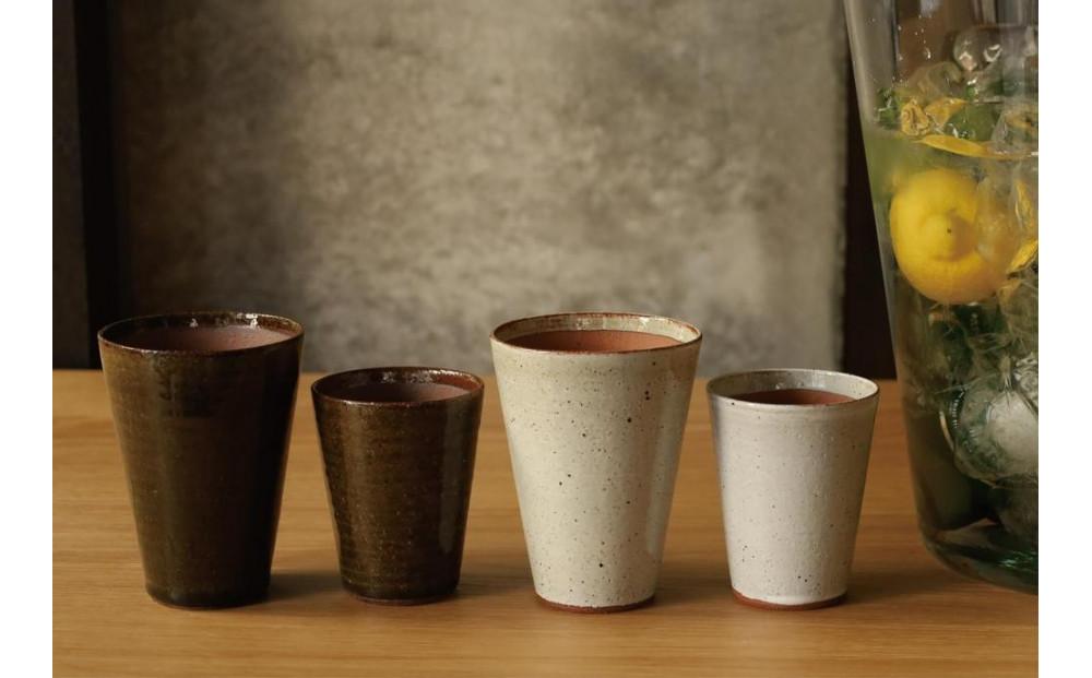 長谷園 伊賀焼 ビアマグギフトセット グリーン&ホワイト　大