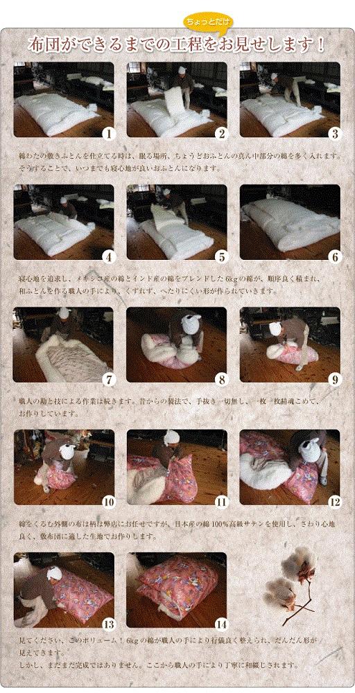 綿わた掛けふとん　シングルロング　ふとん職人の手作り掛けふとん　側生地：ピンク