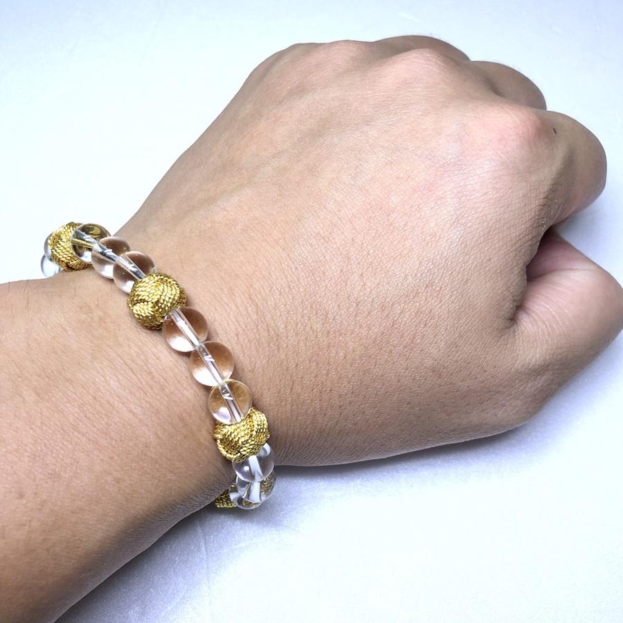 組紐水晶ブレスレット　金