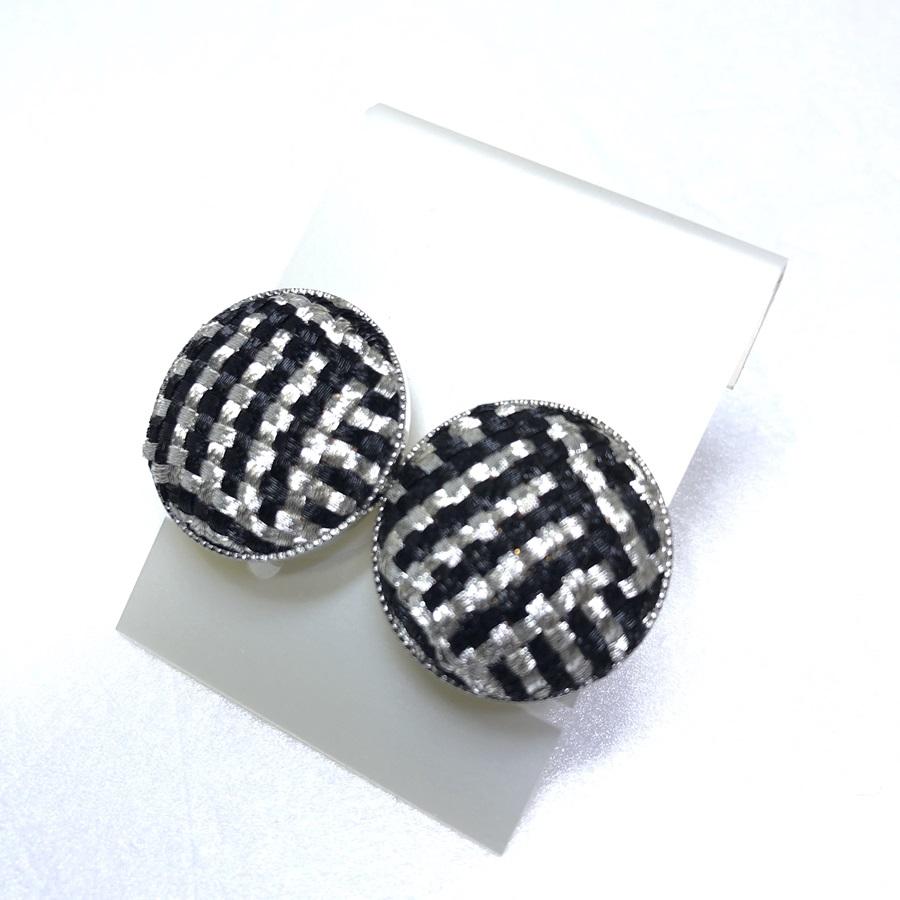 組紐イヤリング張丸黒銀