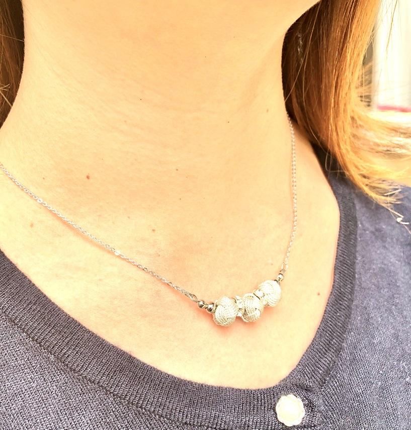 組紐ネックレスミニ小田巻3個銀