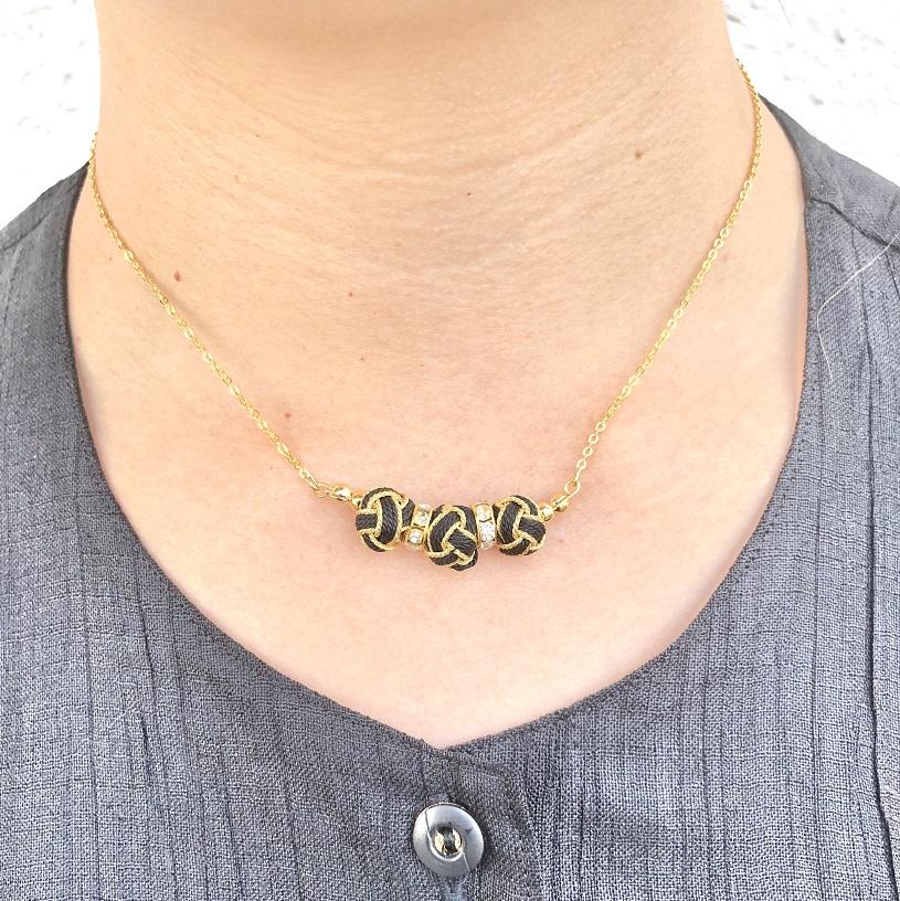 組紐ネックレスミニ小田巻3個黒金