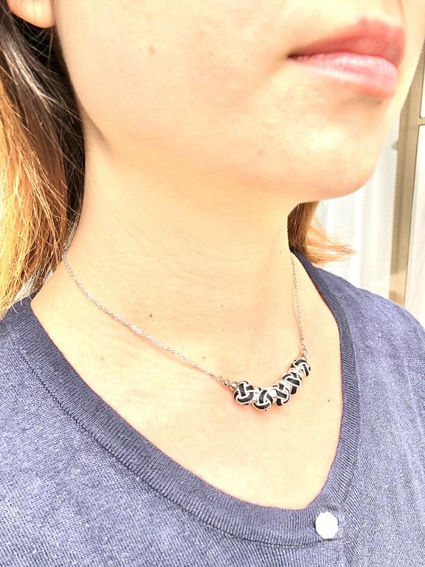 組紐ネックレスミニ小田巻5個黒銀