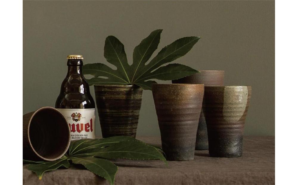 長谷園 伊賀焼 ビアマグ炭焼ペアギフト　中