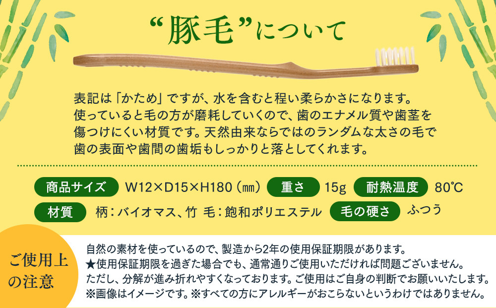 MEGURU 竹の歯ブラシ 豚毛 4本セット