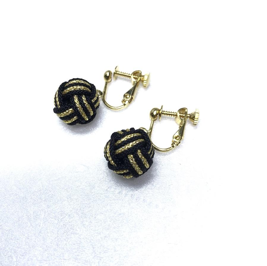 組紐イヤリングモンキー黒金