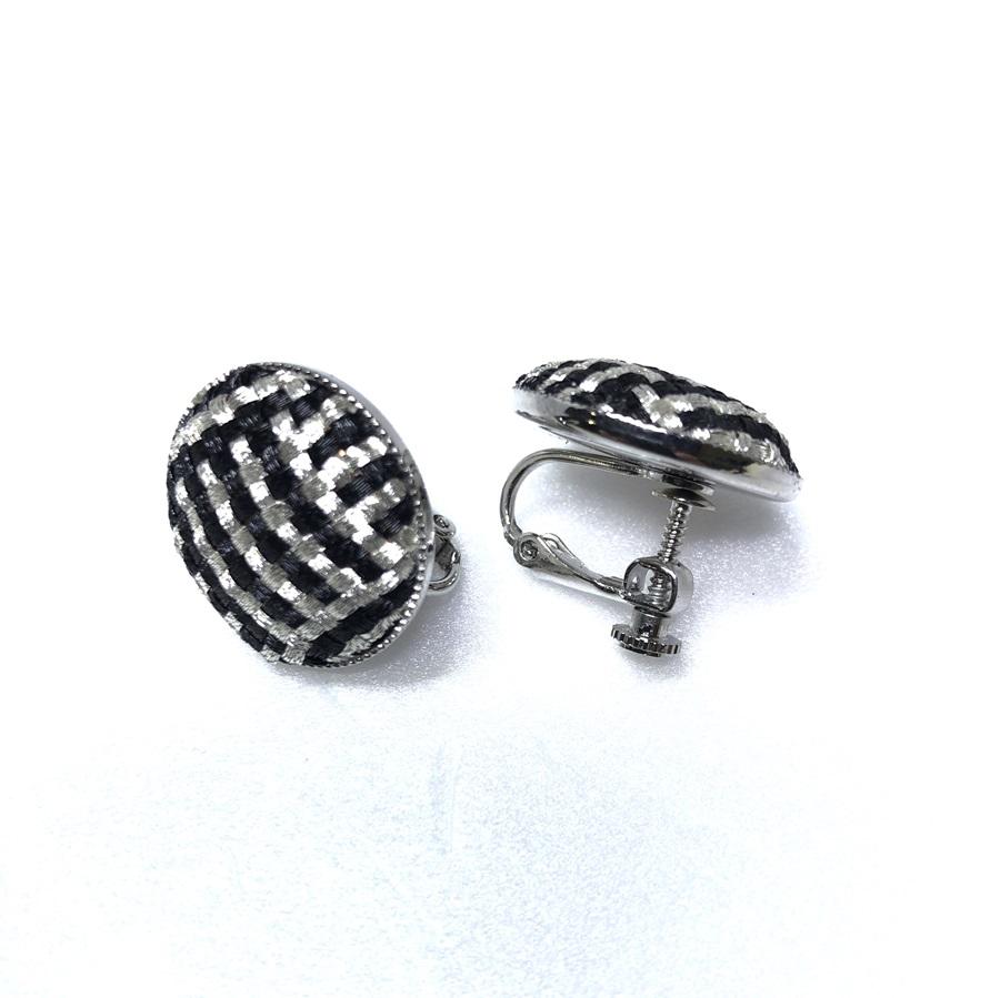 組紐イヤリング張丸黒銀