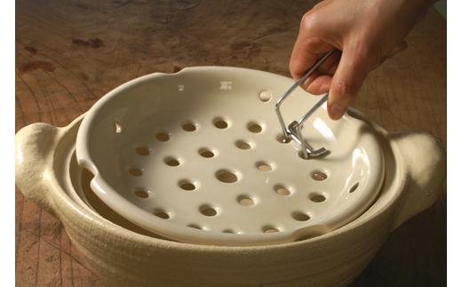 伊賀焼 IH対応ヘルシー蒸し鍋 黒釉（小）2～4人用