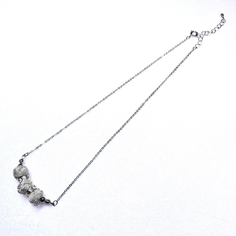 組紐ネックレスミニ小田巻3個銀