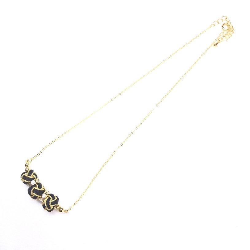 組紐ネックレスミニ小田巻3個黒金