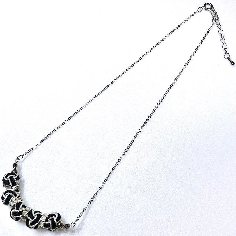 組紐ネックレスミニ小田巻5個黒銀