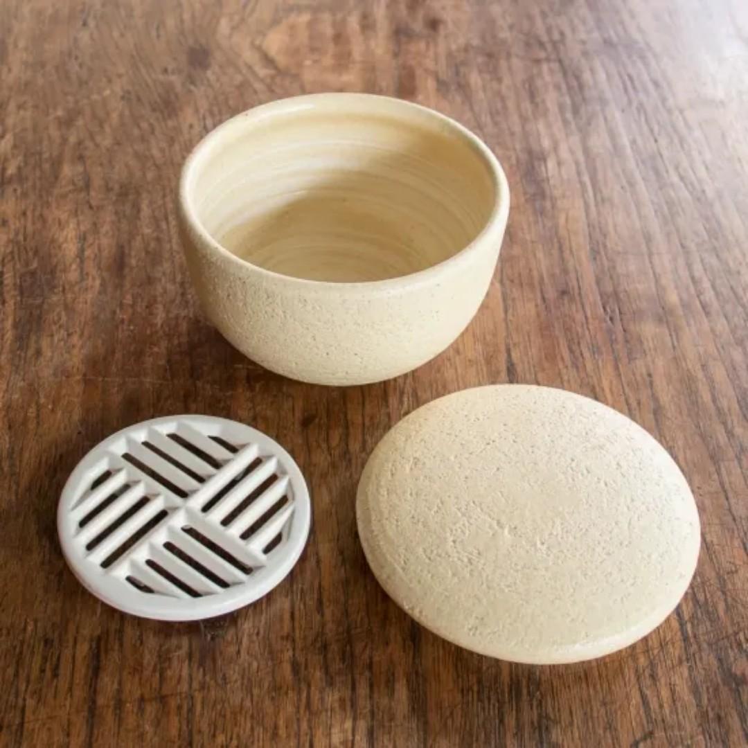 粉引／小：伊賀焼 おひつ 陶珍小 (ごはん約1合分）